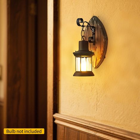 Antik Retro Vintage Industriell Holz Wandleuchte Wand Lampe Wandleuchter Licht