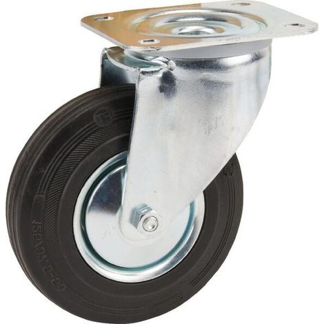 Roulettes pivotantes à bandage en caoutchouc noir TENTE 3470DVJ125P62 (1/4)