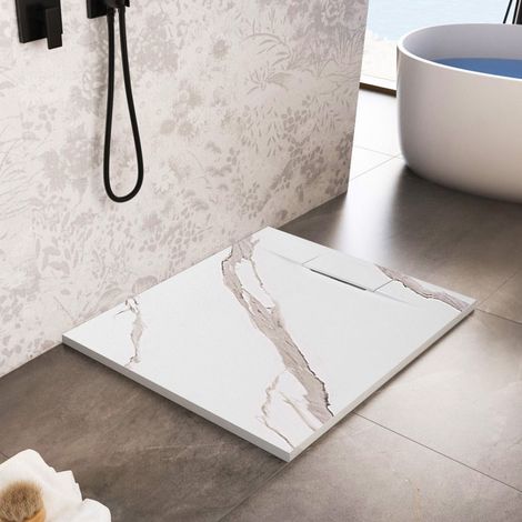 DUSCHTASSE BAZALT CARRARA WHITE 90X90
