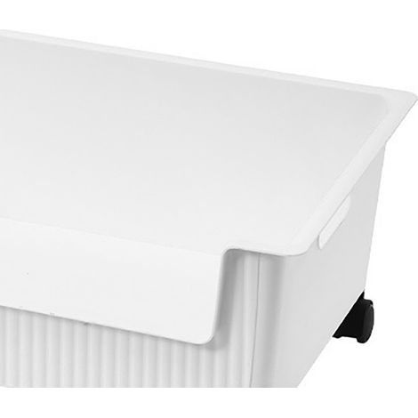 Boîte de rangement à roulettes pour livres, boîte de rangement pour sac à dos à glisser sous un bureau, panier de rangement de bureau, boîte à livres pour salle de classe, blanche (1/5)