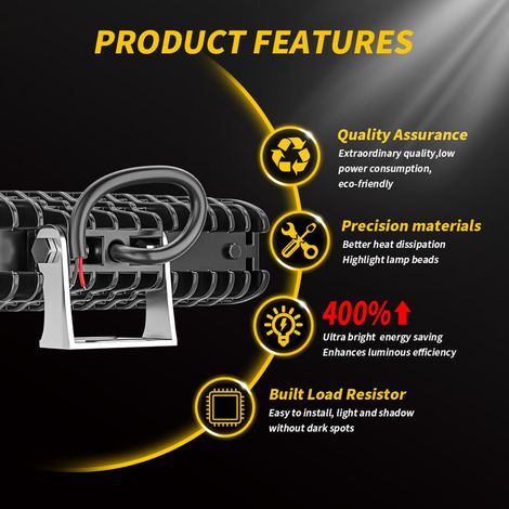 1 barre lumineuse LED de travail 48 W 6 pouces 6500 K, projecteur antibrouillard étanche pour véhicules tout-terrain 9-30 V (voitures, camions, quads, SUV, remorques, yachts). (1/2)