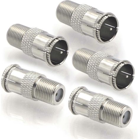 6. Connecteur rapide pour câble coaxial, adaptateur mâle à enclenchement vers femelle de type F, câble d'extension en laiton nickelé, convient aux antennes satellites, à la télévision par câble, aux c (1/5)