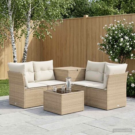 vidaXL Juego de Sofá 6 uds. Beige y blanco crema (1/5)