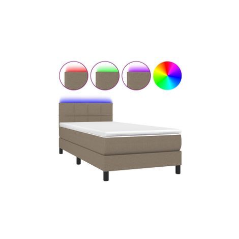 Sommier à lattes de lit avec matelas LED Taupe 80x200 Tissu (1/5)