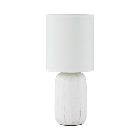 TRIO LEUCHTEN - LAMPADA DA TAVOLO CLAY CON BASE CERAMICA EFFETTO LEGNO E PARALUME (1/2)
