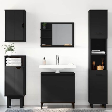 Badspiegel Schwarz 60x10,5x45 cm Holzwerkstoff