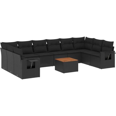 Maison Exclusive - Set de sofás de jardín 11 pzas y cojines ratán (1/5)