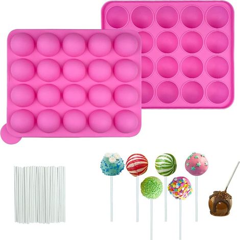 Pop-Cake-Form, 20er-Lutscherform, Popcake-Form, Lutscherformen. Enthält 20 Lutscherstiele, Silikon-Lutscherformen, Pop Cake, zur Herstellung von Fudge-Lutschern. (1/5)
