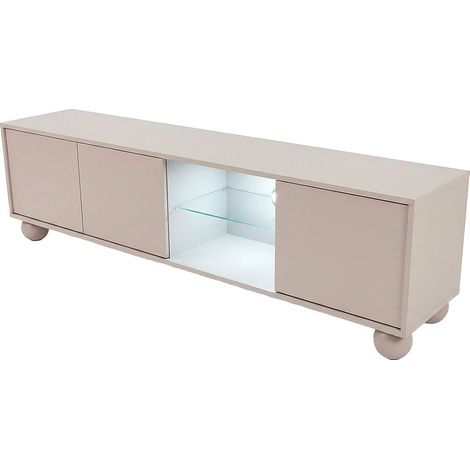 Meuble TV 3 portes et 2 niches avec LEDs - Beige - MYVARO (1/5)
