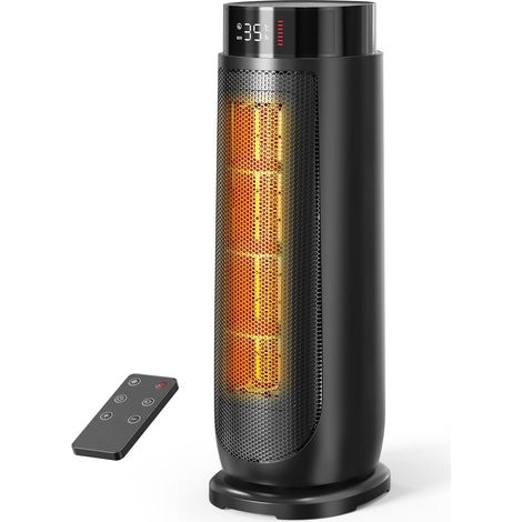 Chauffage d'appoint PTC 2000 W noir, anti-surchauffe et anti-basculement (1/5)
