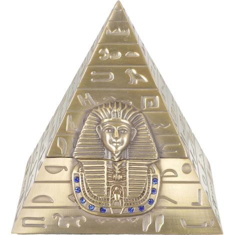 Tirelire vintage en forme de pyramide, ornement rétro en métal, décoration de bureau pour la maison ou le bureau.-10.00X9.00X9.00CM-Golden (1/4)