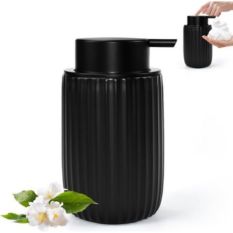 1 Distributeur de Savon,Céramique,Pompe Mousseuse,Noir Mat,300 ML,Cuisine Salle de Bain (1/5)