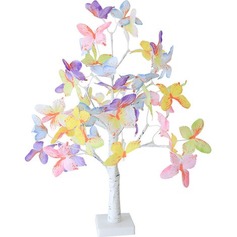 Lampe décorative en forme d'arbre à papillons bouleau blanc LED pour Noël, ornement lumineux, éclairage festif, sapin scintillant, décoration intérieure. (1/4)