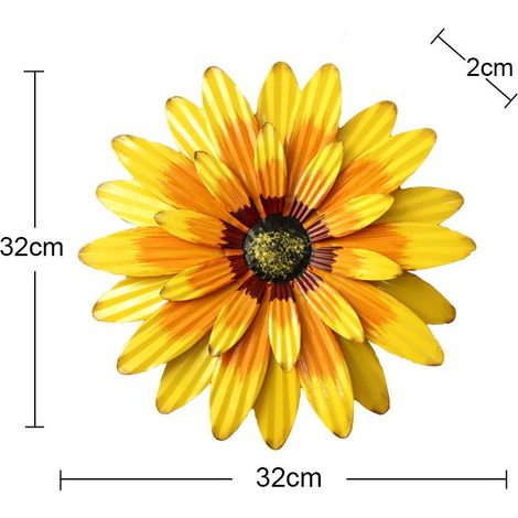 Metallblumen-Wanddekoration, große Metall-Gänseblümchen-Wandkunst, Gartendekoration, mehrschichtige hängende Blumenskulptur für Zäune (1/5)