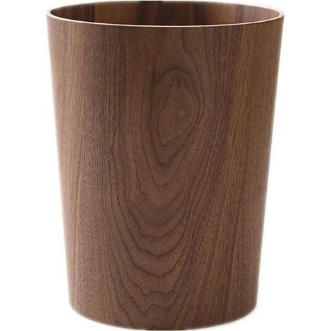Holzeimer für Zuhause oder Büro, runder Abfalleimer im japanischen Stil aus Naturholz, leicht und robust (dunkles Holz-A)