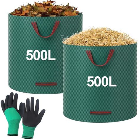 Bolsas de jardín, bolsa de jardín para residuos verdes, bolsa de residuos de jardín, plegable, adecuada para malas hierbas, hojas y residuos (1/3)