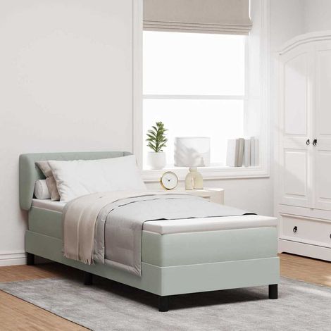 Cama tipo Box Spring Gris claro 80 x 200 cm Terciopelo