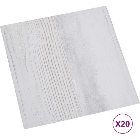 vidaXL Tablones de suelo autoadhesivos Blanco y madera 30,5 x 30,5 cm (1/2)