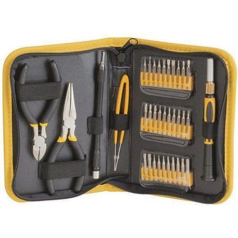 Kit d'outils de précision multifonctions 35 pièces avec pince coupante diagonale et étui de rangement zippé en vinyle (1/4)