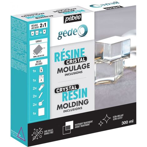 Kit Résine Cristal 300 ML Résine Époxy Transparente Effet Pâte de Verre Pour Inclusion, Coulage, Moulage, Vernis Résine Époxy Bois (1/4)