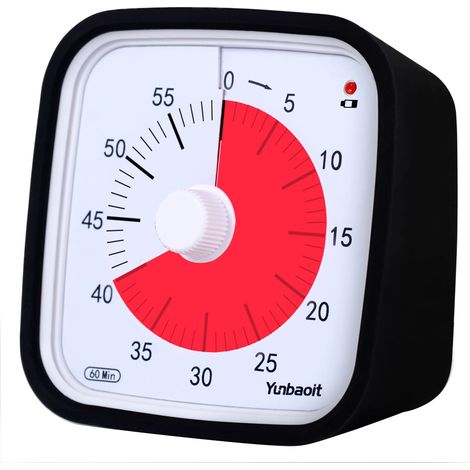 Minuteur visuel avec étui de protection — Minuteur à compte à rebours de 60 minutes amélioré avec alerte de batterie faible (Noir)