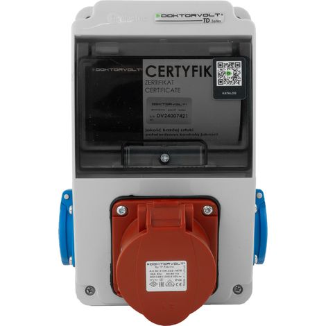 Tableau électrique de chantier XS 16 A 2x230 V, type Erbetka, IP44, sans dispositifs de protection des prises, Doktorvolt DV-5114-D (1/5)