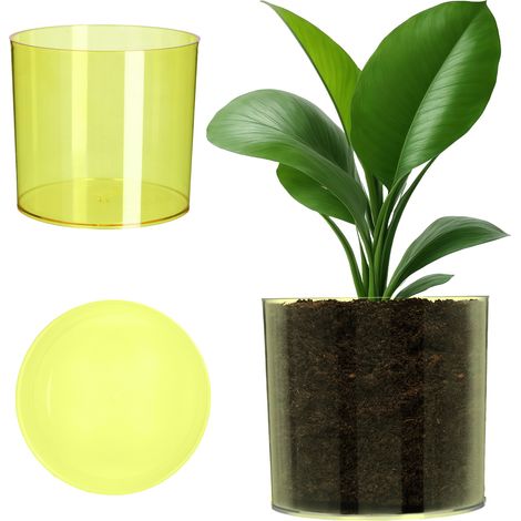 KADAX Blumentopf aus Kunststoff, Topf, rund, transparent, 13 cm, Gelb