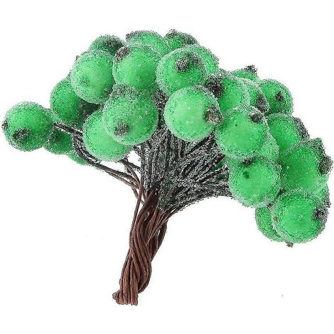Baies de houx artificielles pour décoration de Noël,40 pièces tiges montées sur fil 12 mm mini baies givrées fruits de Noël (1/4)