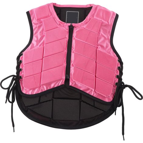 Gilet d'équitation enfant rembourré mousse, protection dorsale cheval rose, équipement de sécurité cavalier (1/5)