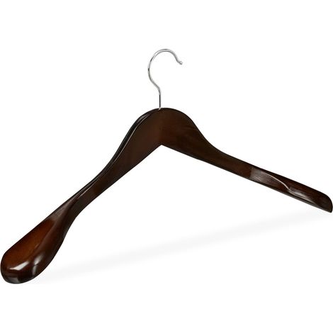 Set di 10 grucce con spalle larghe ideale per abiti 23,5 x 45 x 5,5 cm in legno marrone 130009139