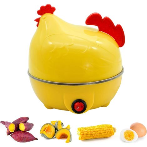 Cuiseur à œufs  Cuiseur à Vapeur Rapide en Forme de Poulet d'une capacité de 7 œufs  Cuiseur à œufs à la Vapeur pour œufs pochés, Moyens et durs avec arrêt Automatique (1/5)