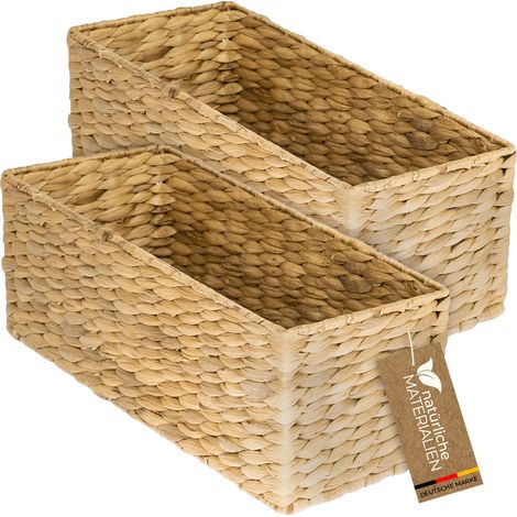 HMF 37270-S2 Aufbewahrungskorb Badezimmer, Korb geflochten aus Wasserhyazinthe Seegras, 2er Set, 38 x 15 x 14 cm (1/4)