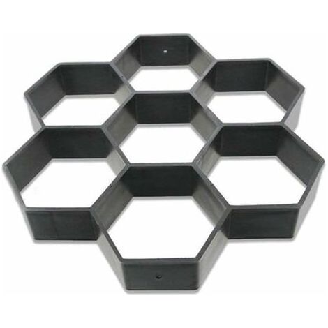 Moule hexagonal réutilisable pour pavés de béton, marcheau, pierre de ciment pour trottoir, allée, terrasse, jardin, route (30 x 30 cm, noir) (1/5)