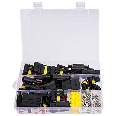 Waterproof Car Electrical Connector Waterproof Kits 1/2/3/4 Pin Connectors for Auto Motorcycle Marine 352 Pieces (1/5)