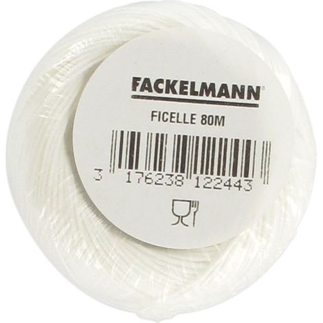 Ficelle alimentaire, ficelle pour rôti, ficelle de cuisine, ficelle, rouleau de ficelle de cuisine, Polyester, Blanc, 80 m (1/3)