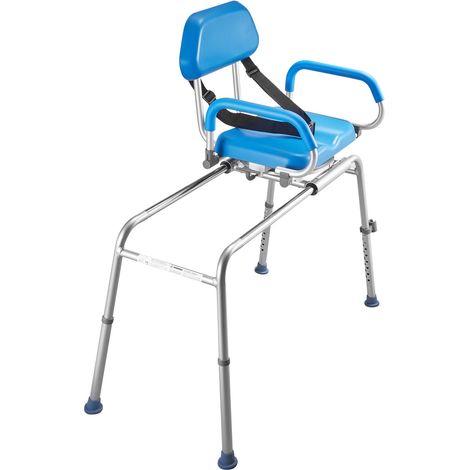 Chaise de Douche Pivotante, 150 kg, Siège Tournant avec Dossier et Accoudoirs Pivotants, Hauteur Réglable pour Personnes Âgées, Handicapées ou à Mobilité Réduite (1/5)