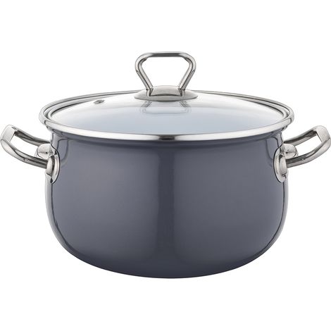 VASO SMALTATO BLISS 22CM 4.8L Z/P GRIGIO SCURO
