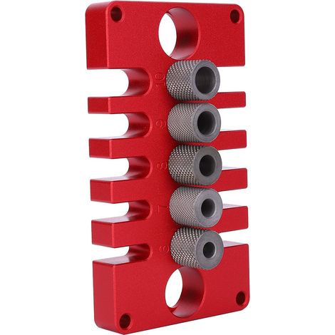 Gabarit de positionnement de poinçonnage 08650 pour tourillons, outils de perçage pour le travail du bois 3 en 1, alliages d'aluminium rouges (1/5)