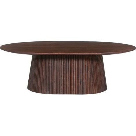 Ovaler Couchtisch MITCHEL – Dunkelbraunes exotisches Mangoholz 120x70 cm