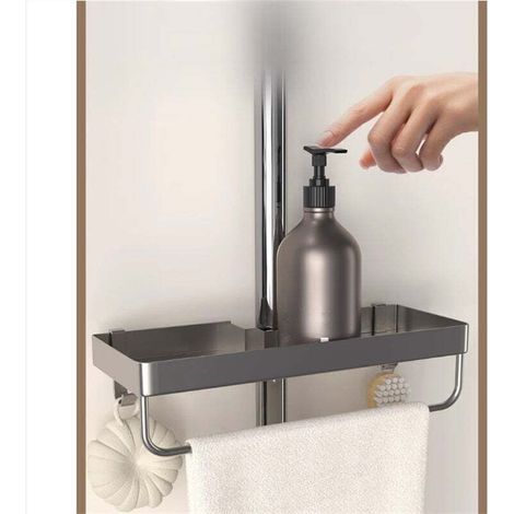 Lot de 2 Étagères de Douche Sans Perçage, Porte-Savon en Aluminium avec Plateau pour Gel Douche, Compatible avec les Tubes de 22-25mm