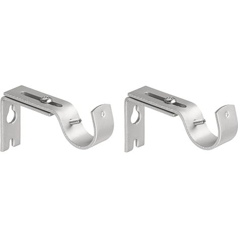 Ganchos de pared ajustables y resistentes para barras de cortina de 2,5 cm (1 pulgada), juego de 2, níquel plateado (1/5)