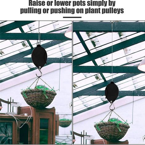 Colgador de plantas extensible con ruedas para colgar las plantas fácilmente, subir y bajar con facilidad, resistente y duradero, ganchos ajustables, juego de 3 piezas. (1/5)