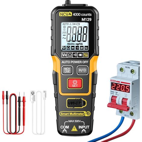 Multimètre automatique Testeur numérique intelligent de courant 4000 comptes Multimètre sans contact Pour électricien circuit tension capacité résistance automobile maison (1/5)