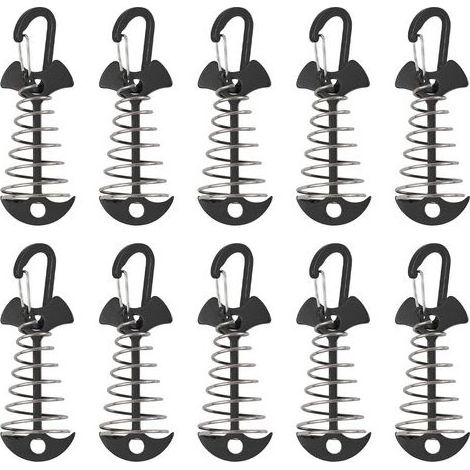 Piquets d'ancrage de terrasse, 10 pièces en alliage d'aluminium coupe-vent avec boucle à ressort, ancre portable pour le camping en plein air (1/5)