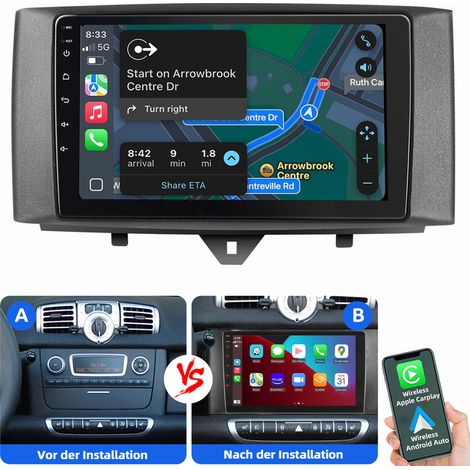 Pour Benz Smart Fortwo 451 2011-2015 Autoradio Android Auto Carplay BT5.0 (1/5)
