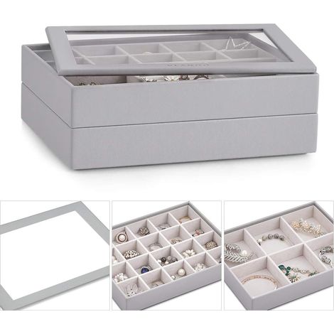 MINKUROW Organizador De Joyas, Organizador De Joyas Para Aretes, Pulseras, Collares Y Anillos, Caja De Almacenamiento (1/5)