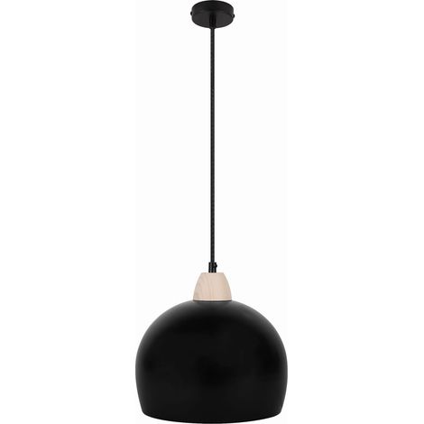 Suspension Candellux Monroe noire métal/bois E14 Ø25