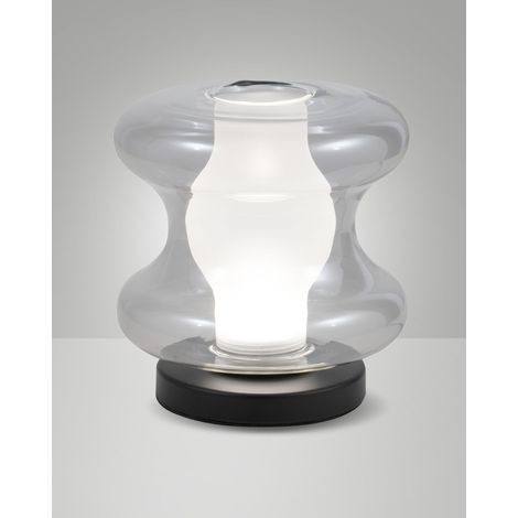 Lampe De Table Frua Ø18Cm, Led 7W 750Lm, Sélecteur De Température 2700K/3000K/4000K, Structure Métal Et Verre Borosilicate Gris Design Moderne (1/2)