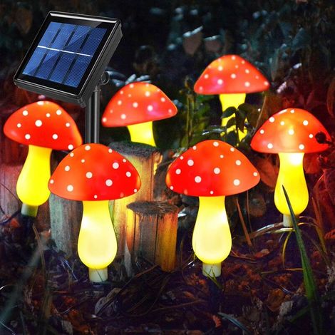 lumières】Éclairage extérieur chaud de champignon solaire à LED 【6 blanc rouge (1/4)