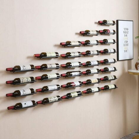 Soporte de pared de hierro para botellas de vino, organizador de vino colgante de metal, botellero de hierro para pared, adecuado para almacenamiento en bodega, decoración de pared para sala de estar (1/4)
